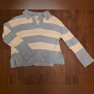 Oversized Jessica Simpson Striped Blue and White Collared Sweater
